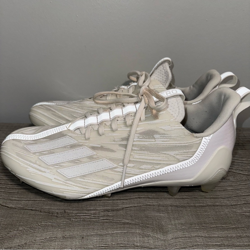 Men’s Adidas Adizero Football Cleats White Almond Toe Lace Up GX5413 Size 12 - Picture 2 of 9